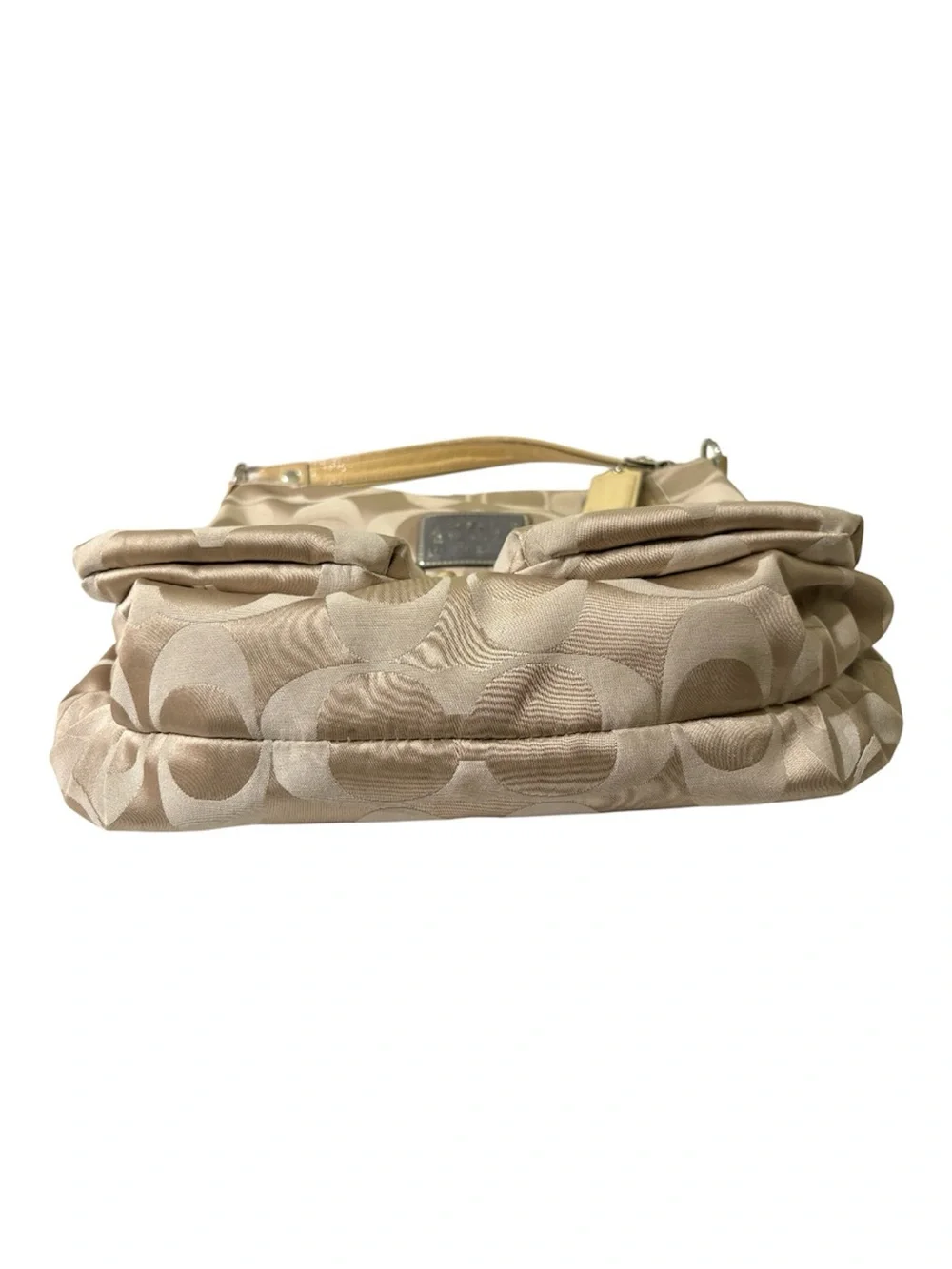 Coach Beige Signature Hobo with Yellow Trim